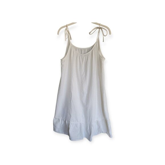 Madewell white Lightestspun Tie-Strap Ruffle-Hem Cover-Up Dress size L - Picture 6 of 16